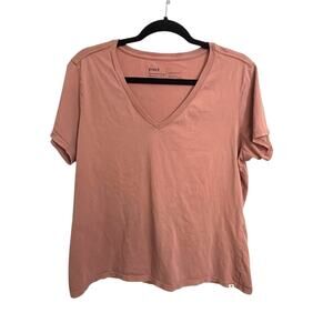Pact T-Shirt Womens Large Rust Clay Pink Softspun V-Neck Organic Cotton
